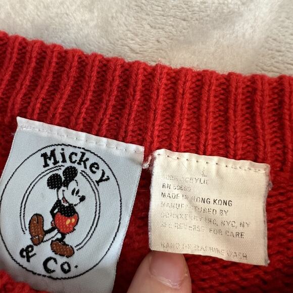 VTG Mickey & Co Sweater Adult Large Red Knit Mickey Mouse 90s Disneycore Retro - Picture 10 of 11